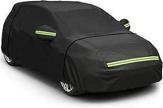 Hatchback Car Cover, Out Door Full Car Covers Waterproof Large with Right Side Zipper Sun Protection Windproof Exterior Covers Universal Fit (157 to 171 inches) Black Car Cover