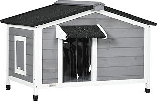 PawHut Wooden Dog Kennel for Outside 97L x 72W x 65Hcm, Grey