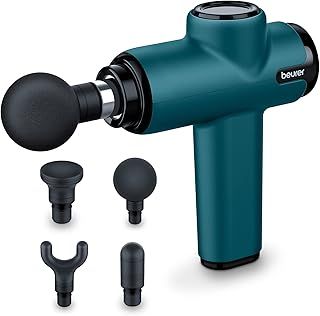 Beurer MG99 Compact Massage Gun, Mini Deep Tissue Massager with 4 Attachments, Powerful Trigger Point Massage to Relieve Tension, Handheld Massager with 5 Intensity Levels, Rechargeable Battery