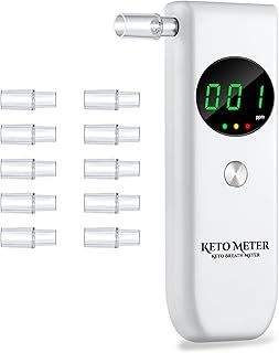 Ketone Breath Analyzer Professional Breath Ketone Meter New Upgraded Ketone Breath Breathalyzer, High Accuracy Ketone Meter Tracing Diet & Ketosis Status, Ketosis Breath Tester with 10 Mouthpieces