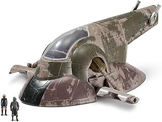 Star Wars MICRO GALAXY SQUADRON BOBA FETT’S STARSHIP - 7-Inch Vehicle with 1-Inch Boba Fett and Fennec Shand Micro Figures