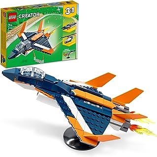 LEGO Creator 3in1 Supersonic-Jet 31126 Building Kit; Build a Jet Plane and Rebuild It into a Helicopter or a Speed Boat Toy; A Creative Gift for Passionate Fans Aged 7+ (215 Pieces)