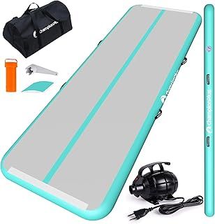 Inflatable Air Tumbling Mat Gymnastics Tumble track 4 inch Thickness Air Mats for Home Use/Training/Cheerleading/Water Yoga 10ft 13ft 16ft with Electric Air Pump