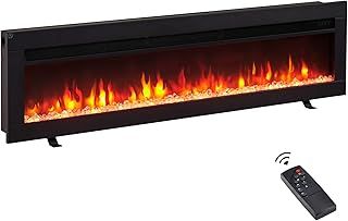 FlameKo Dilton 36"/92cm 3 in 1 Electric Fireplace, Freestanding, Wall Mounted, Recessed, 9 Colour Flame Effect, Media Wall Compatible, 900W - 1800W Heater, Remote Control