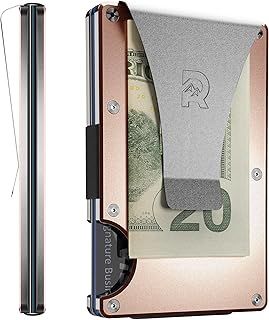 The Ridge Wallet for Men, Slim Wallet for Men - Thin as a Rail, Minimalist Aesthetics, Holds up to 12 Cards, RFID Safe, Titanium Wallet with Money Clip (Mountain Ridge, Rose Gold)