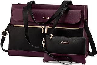 LOVEVOOK Laptop Bags for Women 15.6 Inch Ladies Work Bags Large Tote Bag with Laptop Compartment Designer Handbag Stylish PU Leather Briefcase for School Shoulder Bag for Office Business, Purple