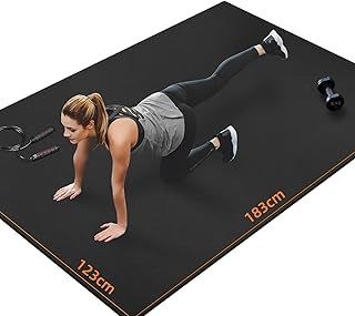innhom Large Exercise Mat Fitness Mat for Home Gym Workout Gym Mat for Fitness, Floor Exercises, HIIT, Cardio, Gym Work, Equipment Heavy Duty Rubber Flooring for Gym