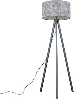 MiniSun | Modern Grey Wood Tripod Floor Lamp with a Grey Felt Drum Shade | Floor Lamps & Torchieres, Home Décor & Improvement Essential | Includes 6W LED E27 Light Bulb