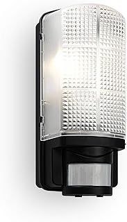 Motion Outdoor Lights Mains Powered - PIR Lights Outdoor - Bulkhead Wall Lights with Motion Sensor - IP44 Rated Security Lights - Black Finish - E27 LED Compatible