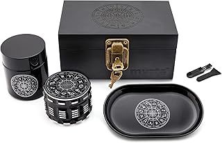 ZODIAC Stash Box with Accessories, Large Grinder 63 mm, Smell-Proof Lockable Combo Gift Set, Stashbox with Lock, Combo Kit, Rolling Tray Set