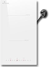 Plug-in Induction Hob White, Double Electric Induction Hob Built-in 30CM, Electric Cooktop 2 Ring, 2800W, 9 Power Levels, Safety Lock, Timer, Individual Touch Control, 230V
