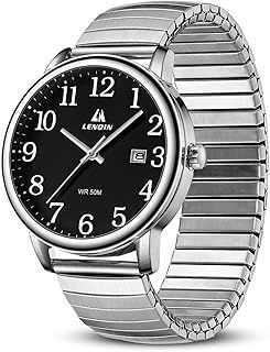 LN LENQIN Mens Watches Watches Men Analog Quartz Watch Waterproof Men's Wrist Watches Easy Reader 38 mm Expansion Band Fashion Business Watch with Date Display