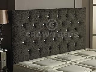 CROWNBEDSUK CHESTERFIELD DIAMANTE BUTTON HEADBOARD IN 2ft6,3ft,4ft,4ft6,5ft,6ft !!!!NEW!!!! (CHARCOAL, 4FT (SMALL DOUBLE) DIAMANTE)