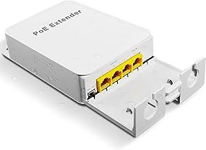 MEIRIYFA Gigabit PoE Extender Outdoor 4 Ports PoE Switch IEEE 802.3 af/at PoE Repeater, 1000Mbps 1 PoE in 3 PoE Out Waterproof 30W 100m of Power and Data for PoE Injector and Security Camera