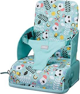 Nuby Travel Booster Seat – Compact and Foldable | Baby Sit Up Seat | Weaning Toddler Chair | Suitable for Ages 6 Months Plus (Panda)