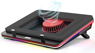 IETS GT500 Powerful Turbo-Fan (4600 RPM) RGB Laptop Cooling Pad with Infinitely Variable Speed,Seal Foam for Rapid Cooling Gaming Laptop,Dust Filter for Protect Laptop,13-17.3inch Laptop Cooler