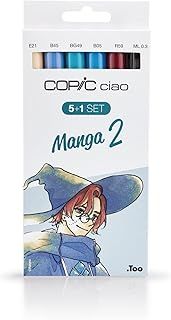 COPIC Ciao Coloured Marker Pen - 5+1 Set Manga 2, For Art & Crafts, Colouring, Graphics, Highlighter, Design, Anime, Professional & Beginners, Art Supplies & Colouring Books