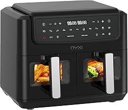 Nyxi 9.2L, XL Capacity Air Fryer with Visual Window, Digital Display, 9 Preset Cooking Modes, Adjustable Temperature, Timer, Overheat Protection, Non-Stick Tray (Single Basket, Model 3874)
