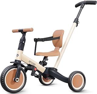 newyoo Trike for 1-3 Year Old, Baby Trike with Parent Handle, Toddler Bike, Birthday Gift & Ride-On Toy for Boy & Girl, Baby Bike, Baby Balance Bike, 5 in 1 Kids Tricycle, TR007, Blue