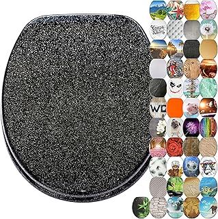 Sanilo Soft Close Toilet Seat, Wide Choice of Black Toilet Seats, Stable Hinges, Easy to Mount (Glittering Black)