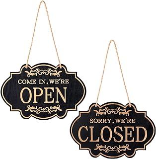 Open and Closed Sign, 11.8 x 7.9 Inch Double Sided Reversible Come in We’Re Open and Sorry We’Re Closed Sign Store Hanging Sign for Business Door Restaurant Club Cafe Hotel