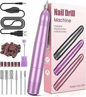 Electric Nail Files, Professional Nail Drill for Acrylic Nails Gel, Electric Nail Drill 20000 RPM, Adjustable Speed E File for Nails, Electric Manicure Pedicure Kit Gifts for Beginner Girl Women Mum