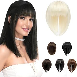 Blonde Hair Topper Clip in Hair Pieces for Woman Short 12 Inch Clip in Toppers with Fringe for Thinning Hair