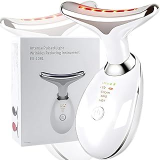Electric Face Massager | Face Beauty Glow Facial Massager Anti-Wrinkle Facial Device with 3 Modes 45°C for SkinTightening & Neck Lifting EMS Massage Face Toning Firming Sculpting Device (3 LED Colors)