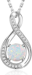 GEMLANTO 925 Sterling Silver Necklaces, Infinity Birthstone Necklace for Women, Anniversary Birthday Fine Jewellery Gifts for Her Women Mother, Adjustable Chain