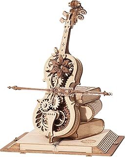 ROKR 3D Wooden Model Kits for Adult to Build Magic Cello Music Box Mechanical Model Assembly Wooden Puzzle Birthday Gifts for Teens and Adults