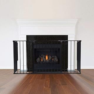 Safetots Multi Panel Fire Surround, 51cm Deep x 138cm Wide, Black, 70cm Tall, Child and Pet Fire Safety, Baby and Toddler Fire Guard, Safety Barrier for Fireplaces, Easy Installation