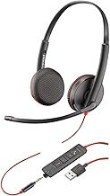 Plantronics Blackwire C3225 USB Stereo Headset, Black