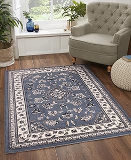 Sherborne Quality Traditional Classic Oriental Living Room Bedroom Rug Blue Large 160x230 cm (5'3''x7'7'')