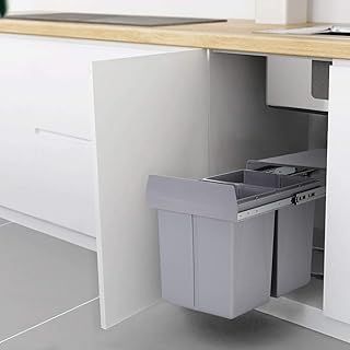 30L/40L Kitchen Pull out Bin with Sliding Buffer Kitchen Cupboard Waste Dust Bin Recycle Bin for 300-400mm Wide Cabinet