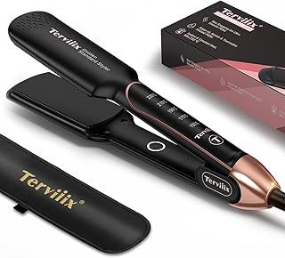 Hair Straighteners 25MM, 2 in 1 Ceramic Flat Iron & Curler, ARC Non-Snagging Floating Coated Design, Adjustable Temperature, 15s Ultra Fast Heating, Dual Voltage, Auto Shut Off, (UK Plug)