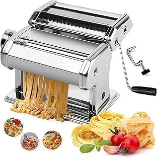 Pasta Maker, Pasta Roller Machine - Noodle Makers for Homemade Spaghetti Dough Making Tools Rolling Press Kit - Stainless Steel Kitchen Accessories