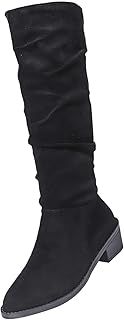 Women Knee High Boots Clearance Slouchy Knee High Flats Boots Suede Slouchy Boot Suede Slip on Boots Thigh High Boots Wide Calf Long Boots Winter Shoes