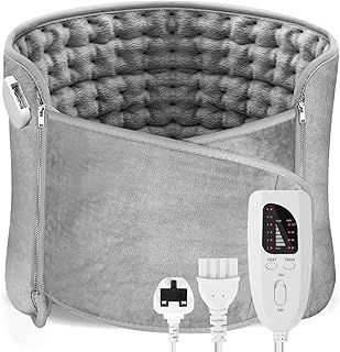 Heat Pads for Back Pain Relief, Aisutha Soft Heating Pad with Auto Shut Off and 6 Heat Level Settings, Detachable Heat Pad with Zipper Hook and Loop Fastener, Machine Washable, 12" x 48"