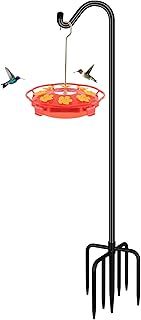 FEED GARDEN [Upgrade Version Adjustable Shepherds Hook Bird Feeder Pole with 7 Prongs Base, 76 Inch Tall Heavy Duty Outdoor Garden Poles for Hanging Bird Feeders, Plant Baskets, Black (1 Pack)