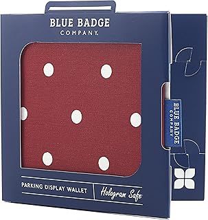 Blue Badge Co Red Spotty Hologram-Safe Wallet, Disabled Parking Permit Cover Holder Includes Timer Clock, Disabled Badge Holder for Car