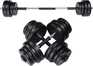 30kg Adjustable Dumbbell Barbell Weight Set in Chrome with Bar Joiner Included