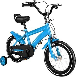 Children's Bicycle 14 Inch Kids Bike Beginner Bike with Training Wheel Scarbon Steel Kids Bike Height Adjustable Kids Bike with Fenders for Kids 3-6 Years Old