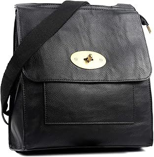 AOSSTA Women's Cross-Body Bags Leather Large/Medium Twist Lock Cross Body Messenger Bag Turnlock Shoulder Bag