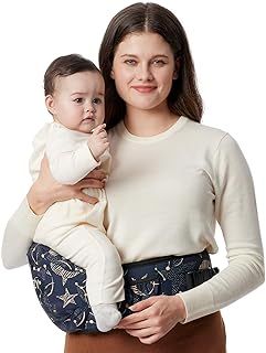 Momcozy CPC-Certified Baby Hip Carrier - Adjustable Waistband with Original 3D Belly Protector, Ergonomic Carrier with Various Pockets for Newborns & Toddlers up to 45lbs (Black, Medium)