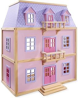 Melissa & Doug Multi-Level Wooden Dollhouse | Dolls house | Wooden dolls house | Large Playset for Girls & Boys | Dollhouses & Dolls | Toys for 3 year old boy | Gift for Boy or Girl