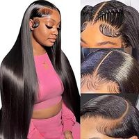 Human Hair Wig 200% Density 13x6 HD Lace Front Wigs Human Hair Bone Straight Human Hair Wigs Glueless Brazilian Real Lace Frontal Wigs Pre Plucked with Baby Hair for Black Women 16 Inch