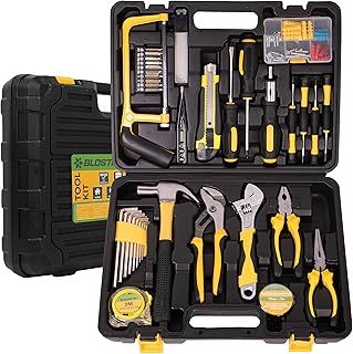 BLOSTM 100 Piece Tool Kit - Complete Tool Set With Essential Hand Tools for DIY Projects, Household Repairs, Auto Maintenance - Home Tool Kit Set With Tool Box Organiser, Hammer Pliers Screwdrivers
