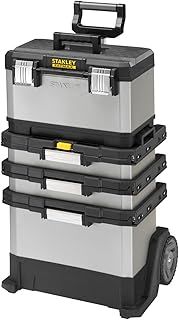 STANLEY FATMAX Rolling Workshop, 4-in1 Units including Removable Toolbox, Durable Metal and Plastic, Mobile Workstation, 1-95-622