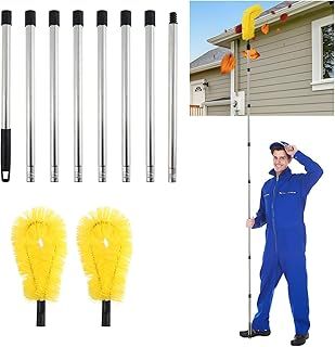 Gutter Cleaning Tools Telescopic 10.5 Ft Extendable Gutter Cleaning Brush, 2 Brushes & 8 Telescopic Poles, for Cleaning Leaves Debris Window Gutter Hanging Light Spider Web