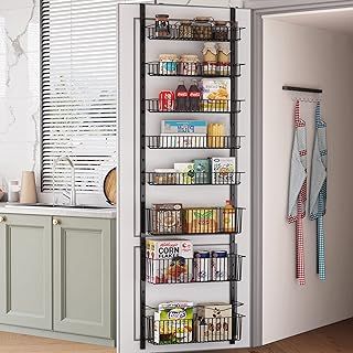 8-Tier over door spice rack,hanging door storage kitchen,over door storage kitchen,Pantry Organizer Metal Hanging Kitchen Spice Rack Can Organizer